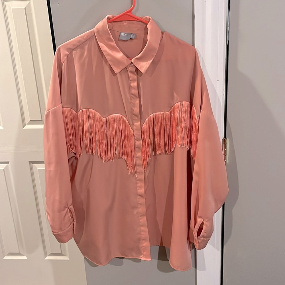 Pink Western Fringe Blouse Jacket